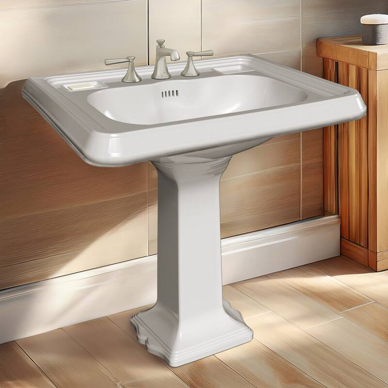 Whitehaus AR854-AR805-3H 28-3/4" Rectangular Vitreous China Pedestal