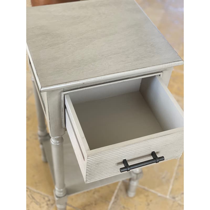 Farmhouse 1-Shelf And 1-Drawer Side Accent Table