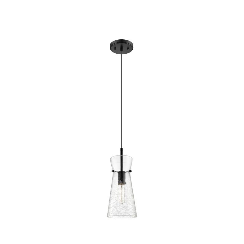 Innovations Lighting Nicole - 1 Light 8" Cord Hung Pendant - Brushed Brass Finish - Clear Shade - Matte Black