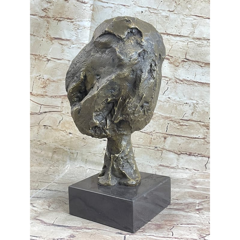 Head Of A Woman By Alberto Giacometti Bronze Sculpture Statue On Marble Base