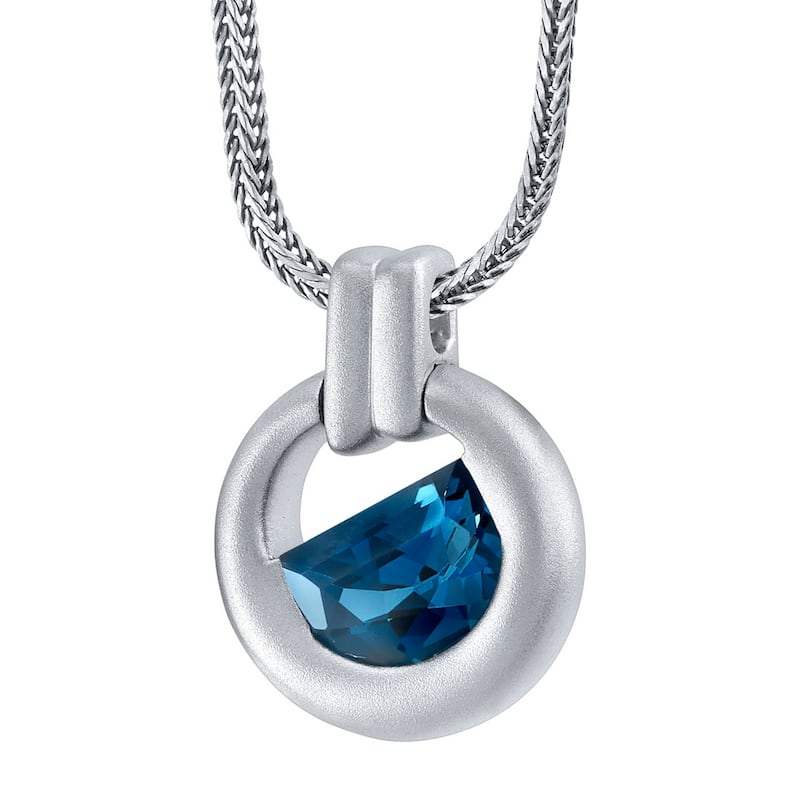 Men's London Blue Topaz Amulet Pendant in Sterling Silver, 22"