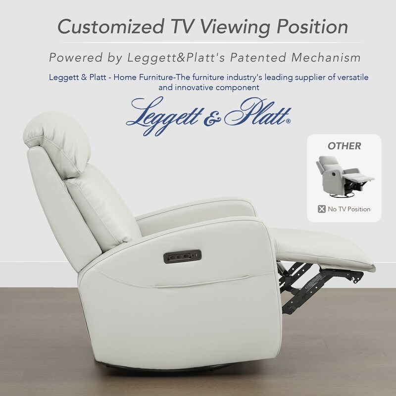 Spruce & Spring Kinsley Triple Motor Leather Power Swivel Recliner