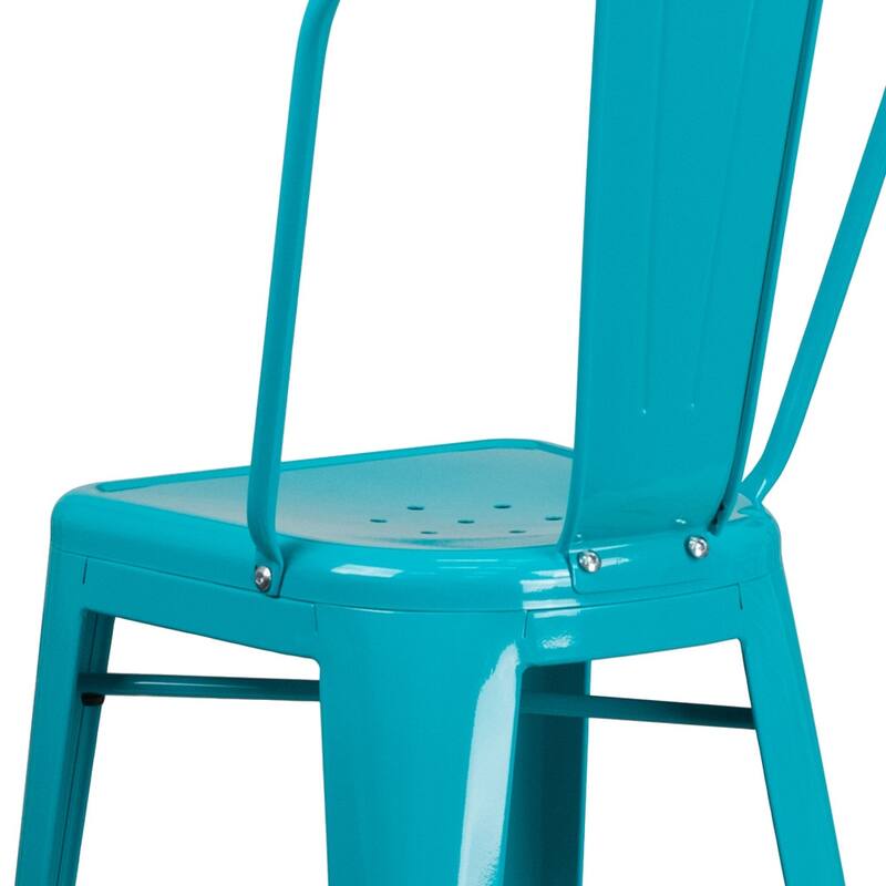 4 Pack 30" High Metal Indoor-Outdoor Barstool with Back - Kitchen Furniture