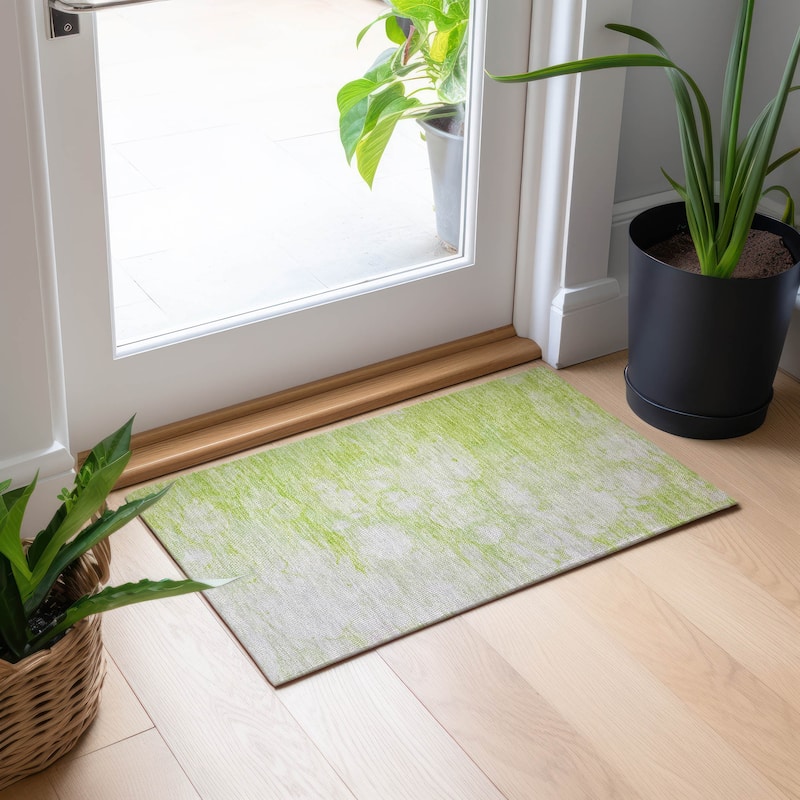 Machine Washable Indoor/ Outdoor Chantille Abstract Modern Rug - Aloe - 1'8" x 2'6"