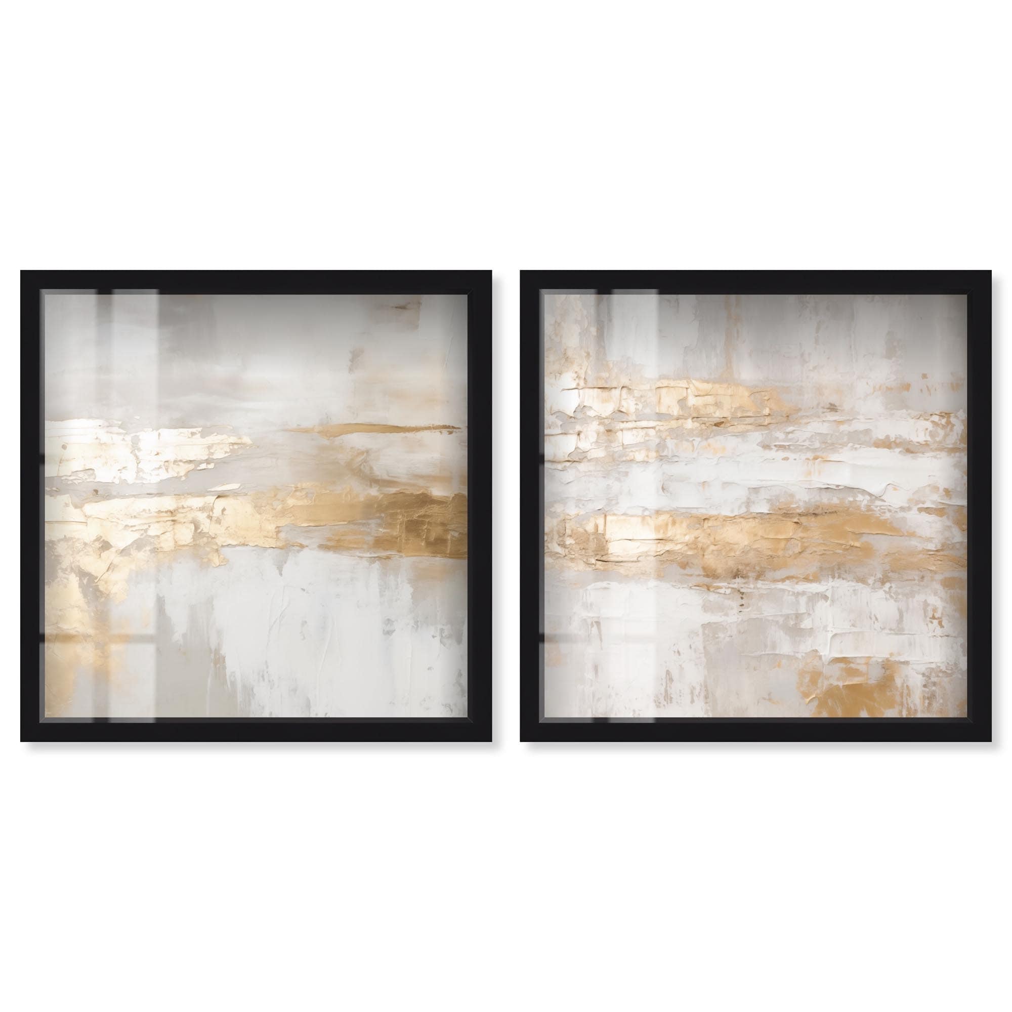 Golden Luxe Room Art 2 Panel Set Shadowbox Print by Art Remedy