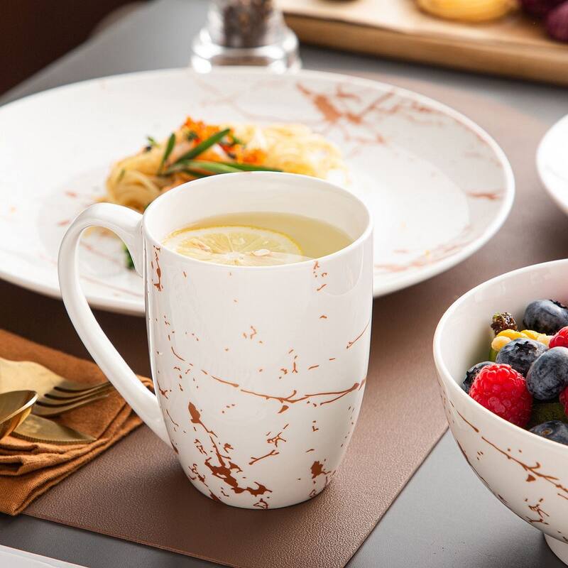 LOVECASA 16-Piece Porcelain Color Glaze with Gold Dinnerware Set
