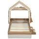 preview thumbnail 12 of 12, Brown+White Twin Size Upholstered House Bed with Curtains for Kids