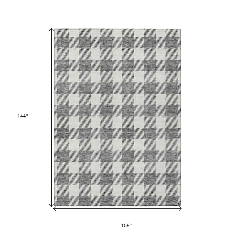 HomeRoots Plaid Transitional Rectangle Outdoor Rug