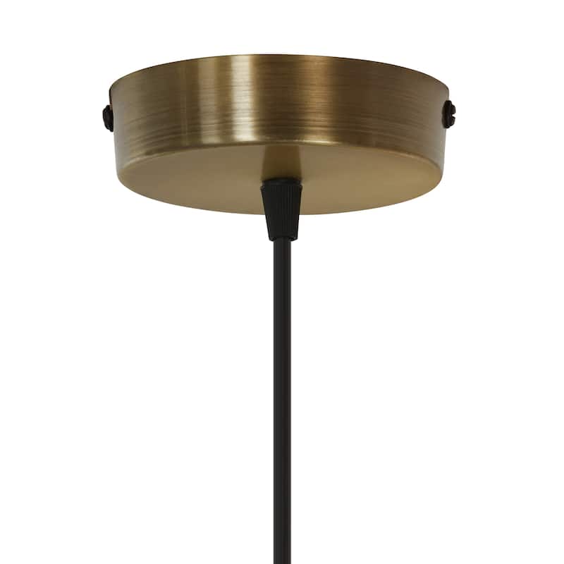 Kian River of Goods Gold and Clear Metal, Glass, and Mango Wood Pendant Light with Adjustable Hanging Cord