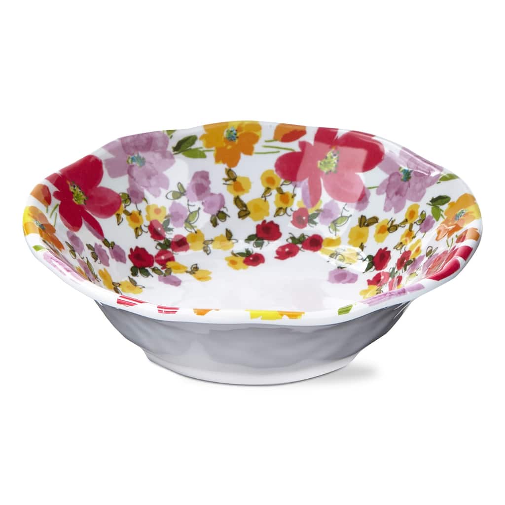 20 oz. 7 in. Springtime Bright Flower Melamine Plastic Dinnerware Bowls Set of 4 Dishwasher Safe