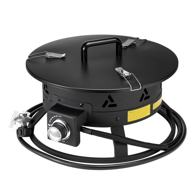 Black Steel Smokeless Propane Gas Fire Pit, Portable with Flame Control