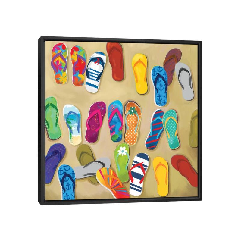 iCanvas "Flip Flops II" by Drako Fontaine Framed Canvas Print - Black - 37x37