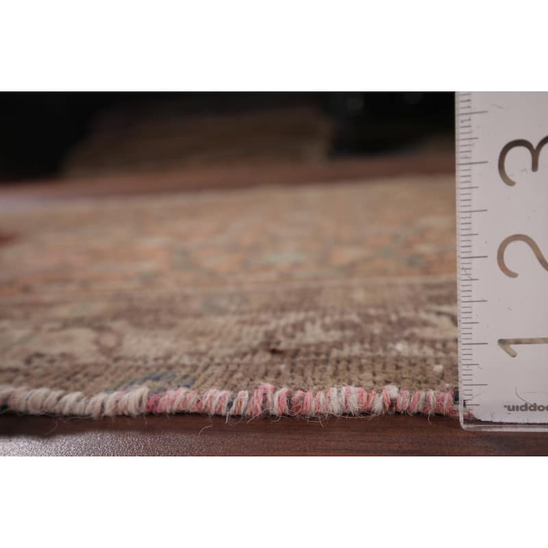 Distressed Hamedan Vintage Persian Runner Rug Hand-Knotted Wool Carpet - 3'5" x 9'4"
