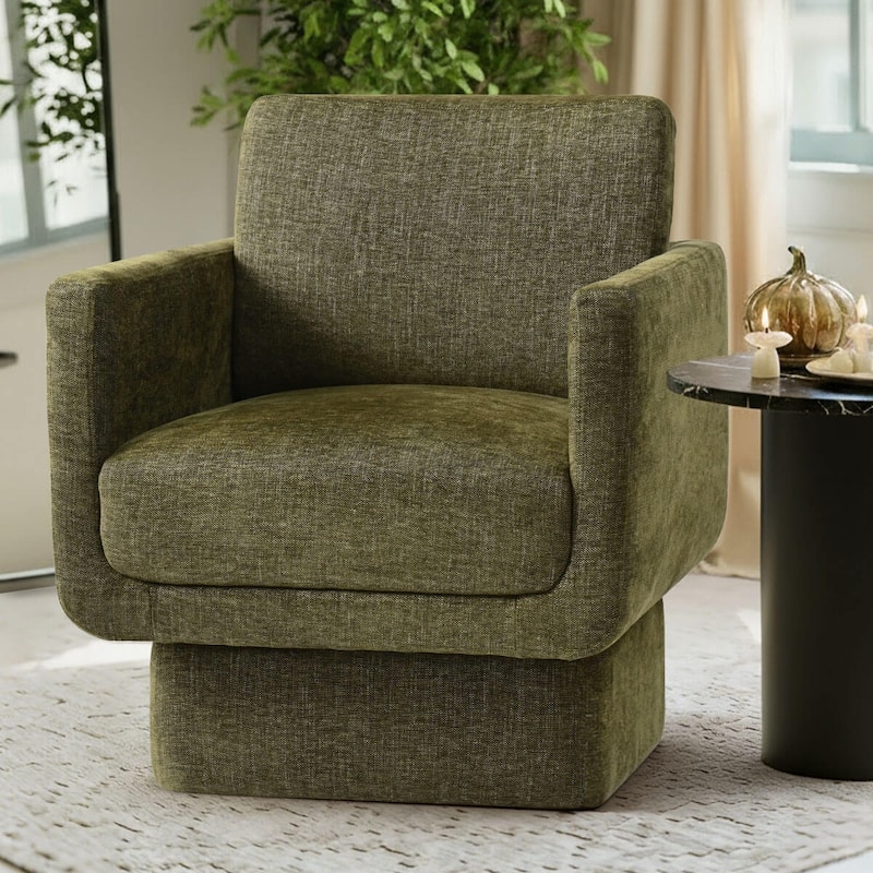 Upholstered Swivel Barrel Accent Chair