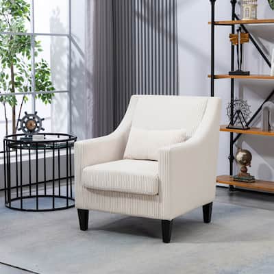 HOMEFUN Corduroy Upholstered Mid-Century Modern Wood Frame Armchair for Living Room
