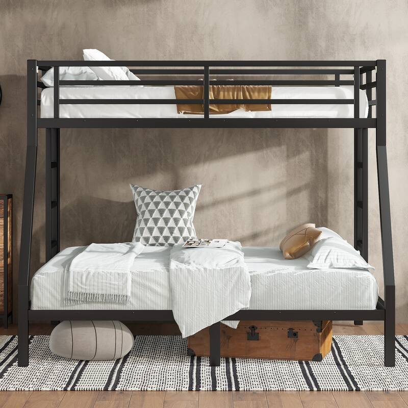 Metal Twin over Full Bunk Bed for Teens and Adults,Space-Saving/Noise Reduced/No Box Spring Needed, Black