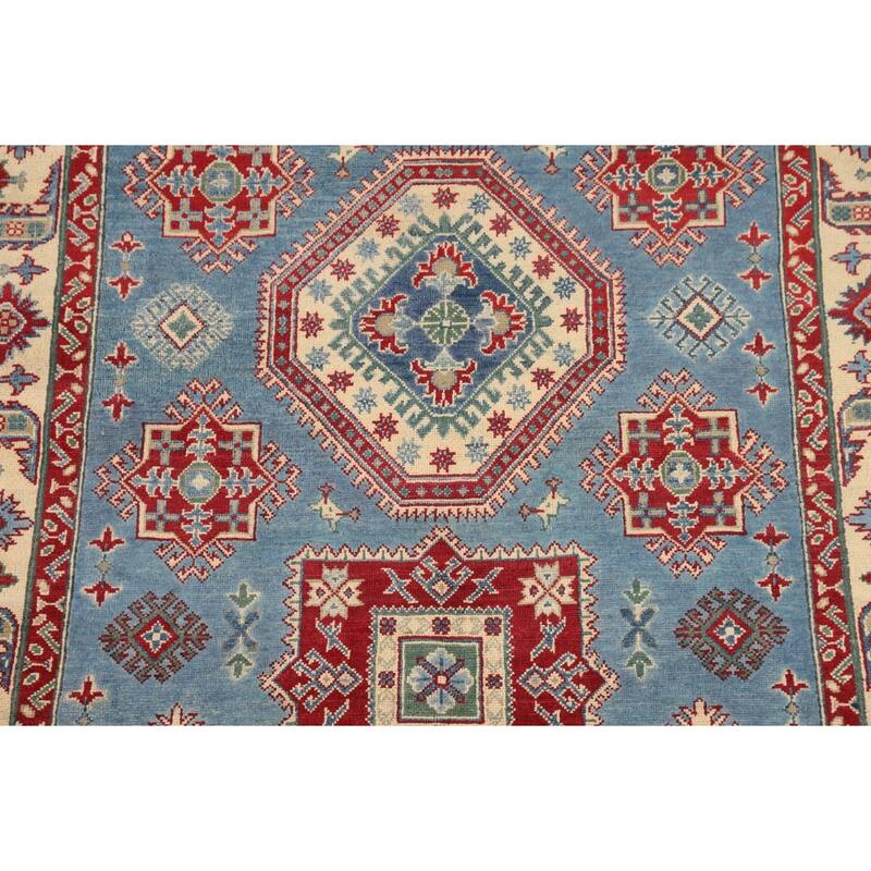 Light Blue Kazak Rug Handmade Oriental Wool Carpet - 5'0" x 7'4"