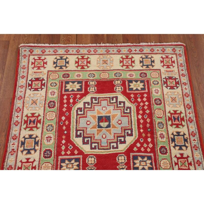 Kazak Oriental Accent Rug Handmade Foyer Wool Carpet - 2'8" x 4'1"
