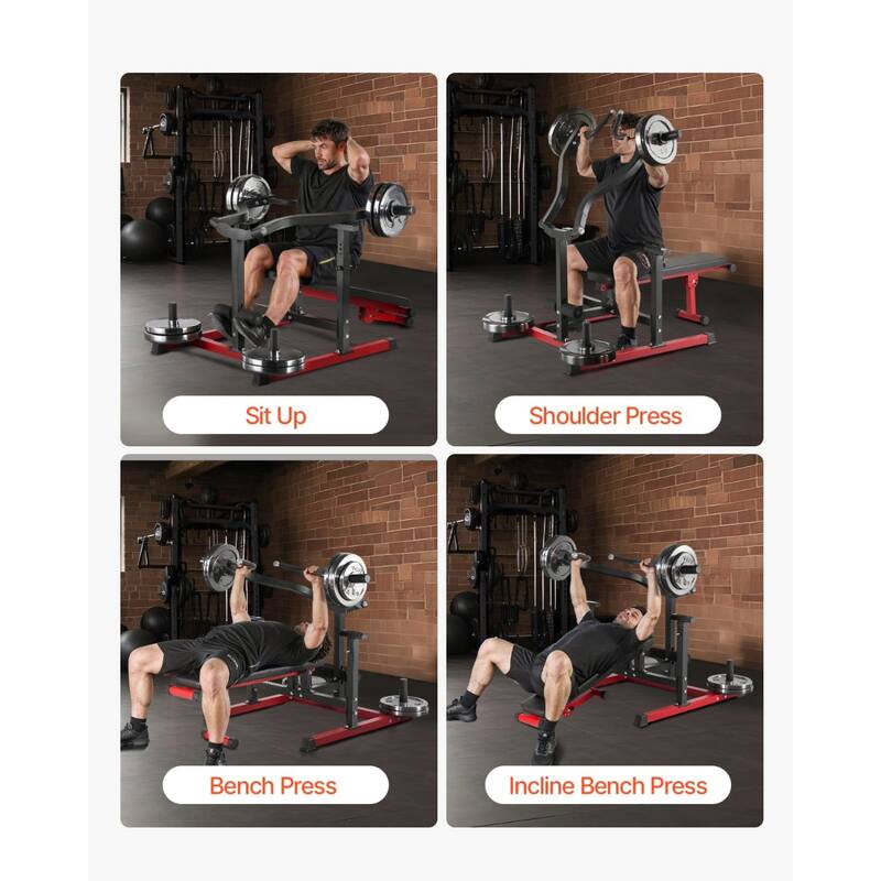 Carbon Steel Chest Press Bench Adjustable Seat and Handles Multi-Position for Full Body Workout - 63” x 61” x 30”