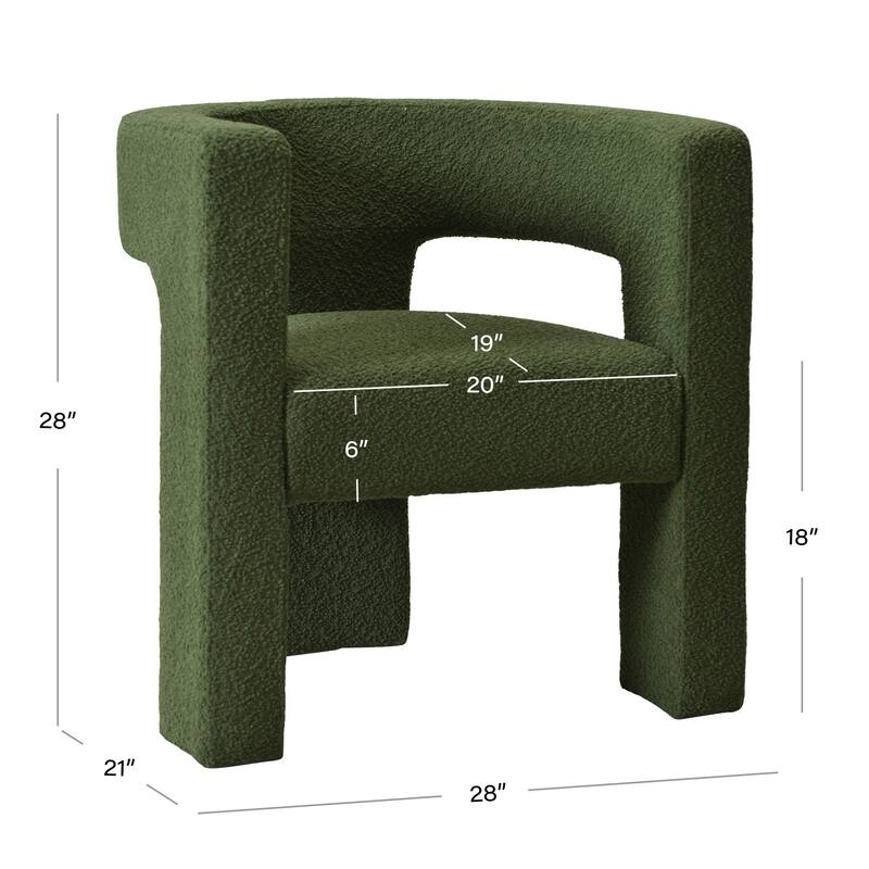 KINWELL 28" Wide Boucle Upholstered Square Armchair