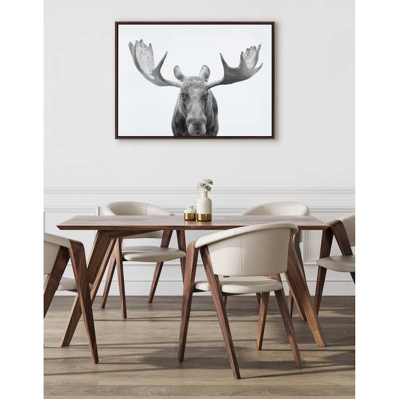 Kate and Laurel Sylvie Moose Black White Framed Canvas by Amy Peterson