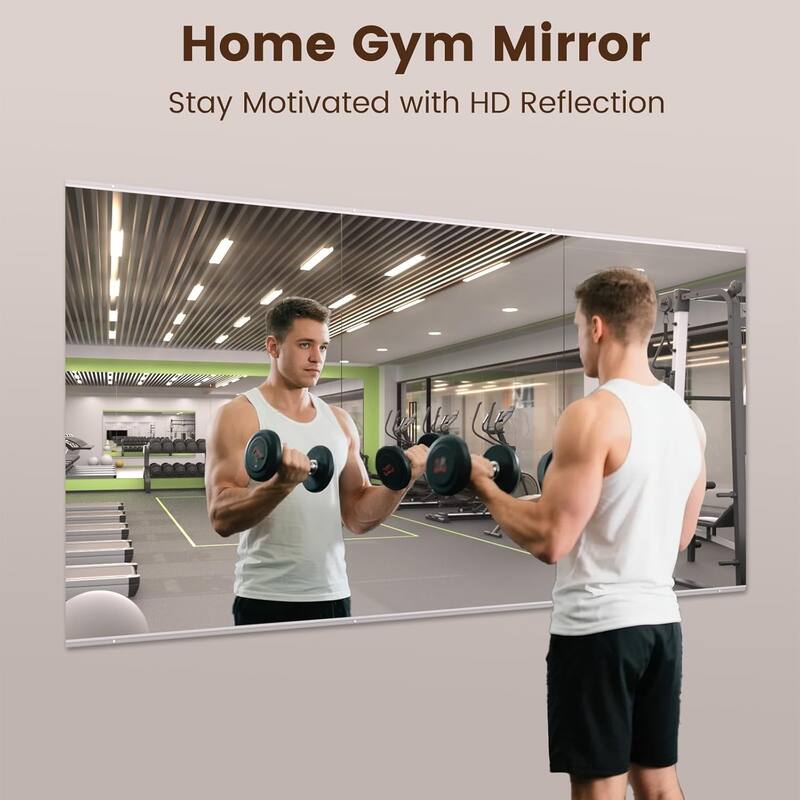 Full Length Tempered Glass Mirror - Rectangular Wall Mirror for Yoga, Gym & Dance Studio(Set of 2/3)