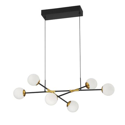 CALIPSO 6-Light Black & Brass LED Pendant Fixture