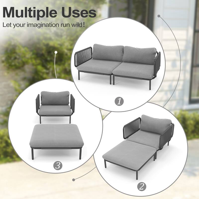 Pellebant Outdoor Sectional Sofa Patio Conversation Seating Set