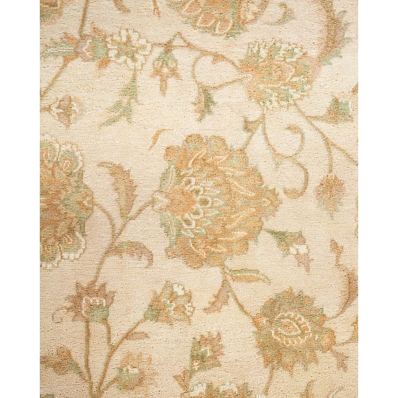 Overton Hand Knotted Wool Vintage Inspired Traditional Mogul Ivory Area Rug - 9' 3" x 12' 10"