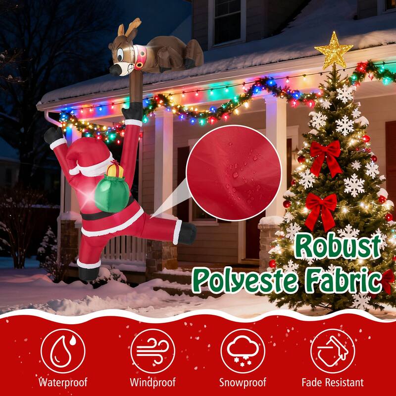 8.5 FT Christmas Inflatable Reindeer & Climbing Santa Claus