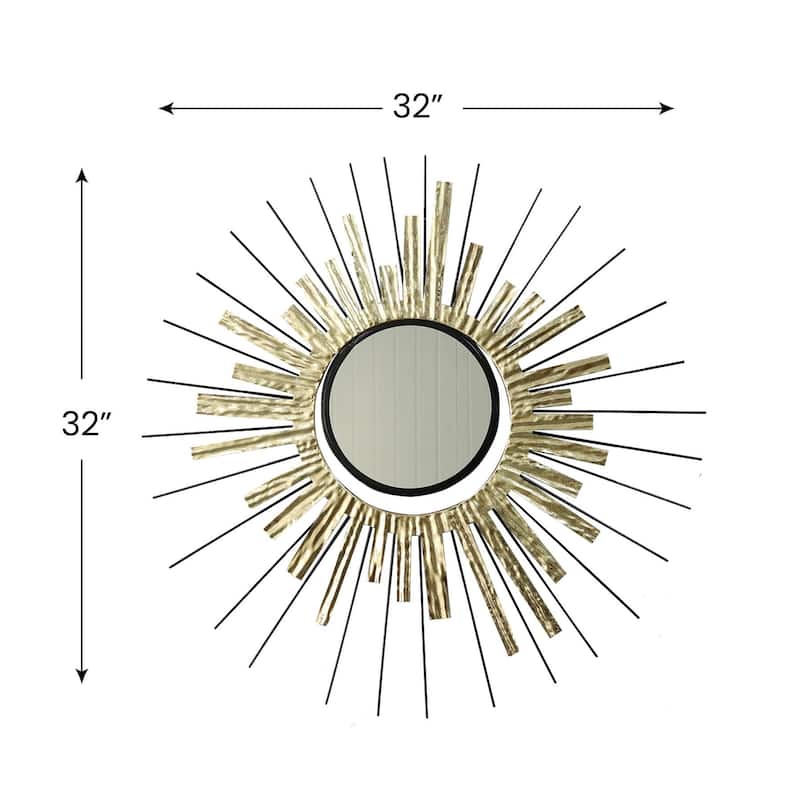 Gold Sunburst Round Mirror Wall Art Oversized Accent Decor 32"