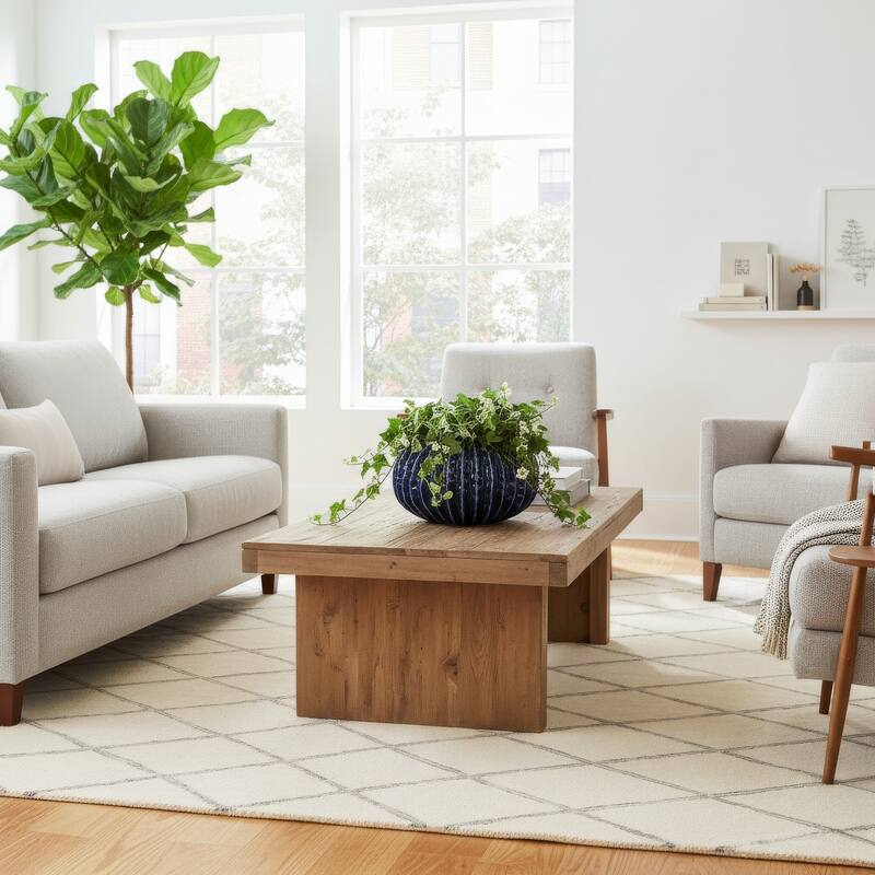 Harry Round Planter Vase, Textured Design, Blue Ceramic 13 Inch