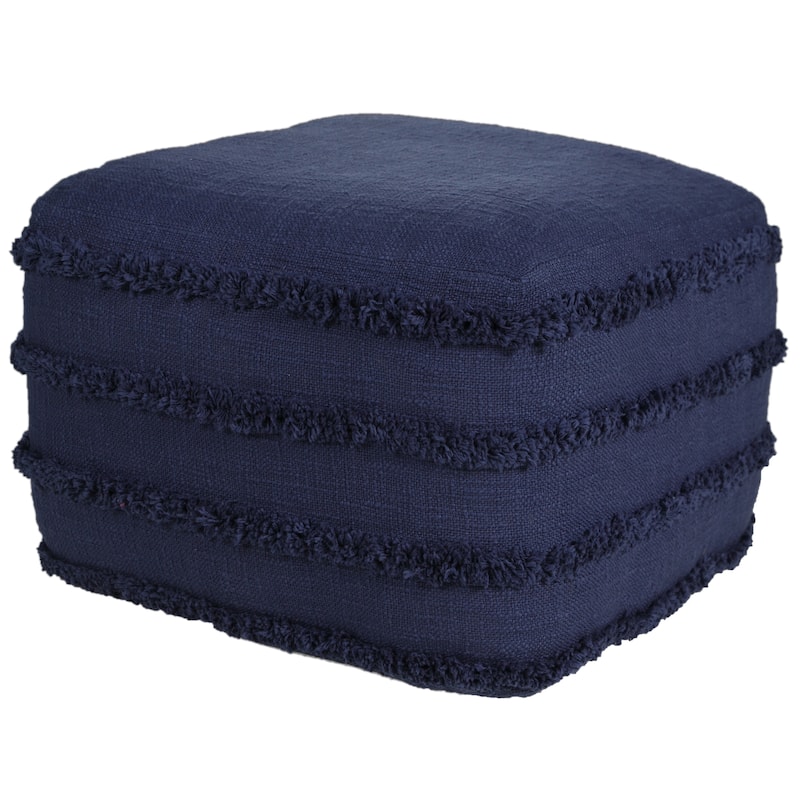 HomeRoots 18" Blue 100% Cotton Ottoman