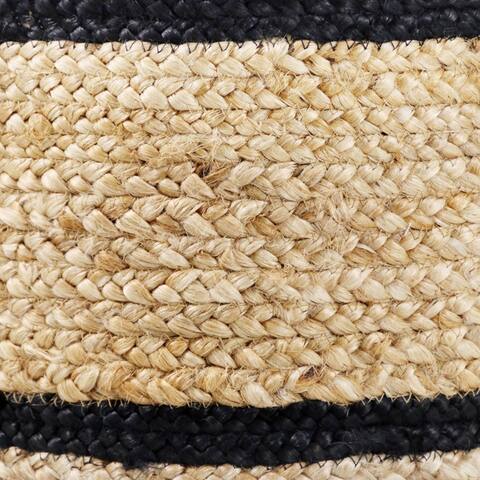19" Tan Black Double Striped H Woven Storage Basket with Hles