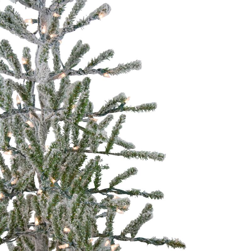 5' Medium Flocked Alpine Twig Artificial Christmas Tree white Lights - 5 Foot
