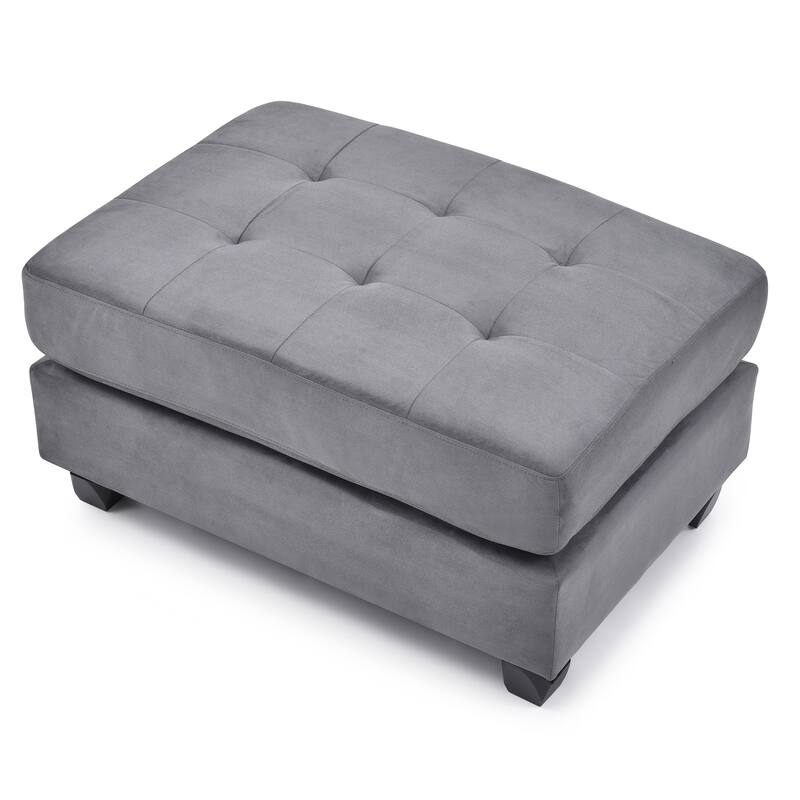 Upholstered Tufted Ottoman - 38" - Gray