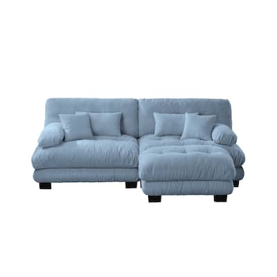 Modern Chenille Fabric Cloud Sectional Sofa Couch with Ottoman