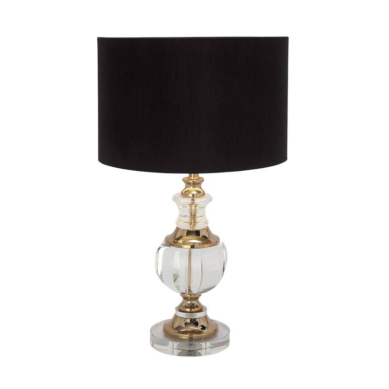 Crystal Room Table or Buffet Lamp with Black Shade and Gold Accents - Black or Gold - Roche River Decor