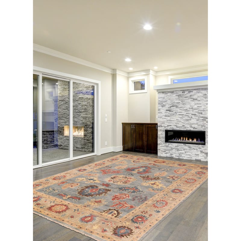 ECARPETGALLERY Hand-knotted Modern Oushak Light Denim Blue Wool Rug - 8'1 x 10'0