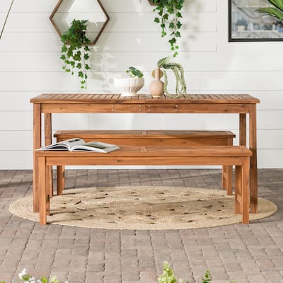 Walker Edison Elephant Point 3-Piece Acacia Outdoor Dining Set
