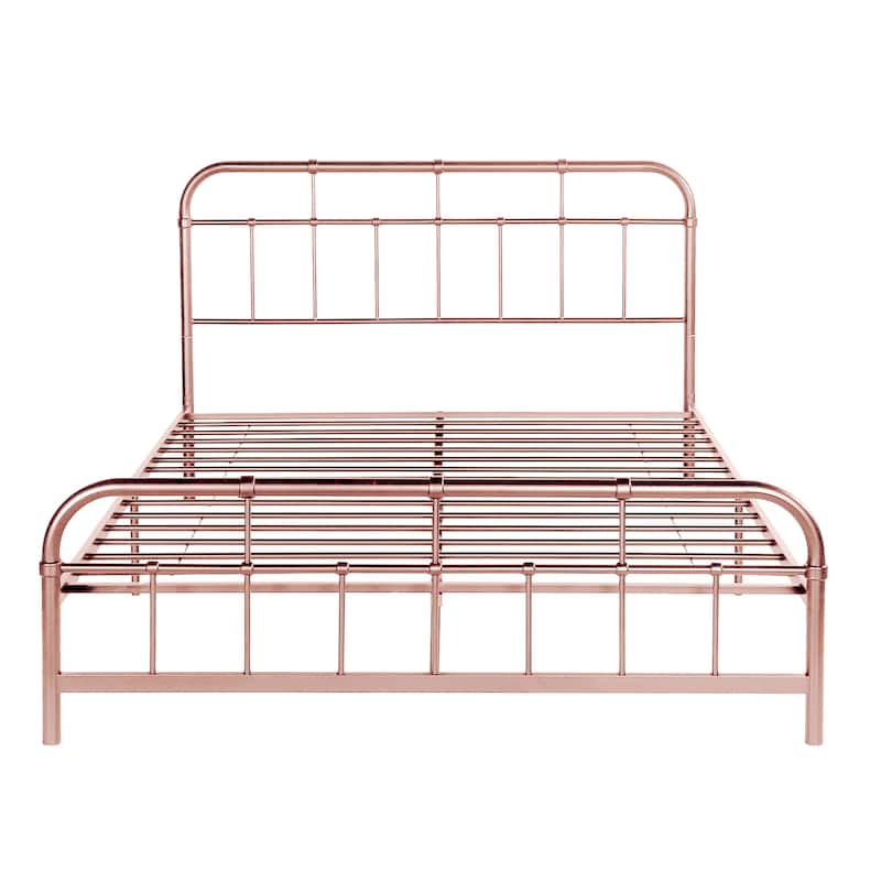 Christopher Knight Home - Aurelio Iron Platform Bed Frame with Rounded Corner Headboard and Footboard
