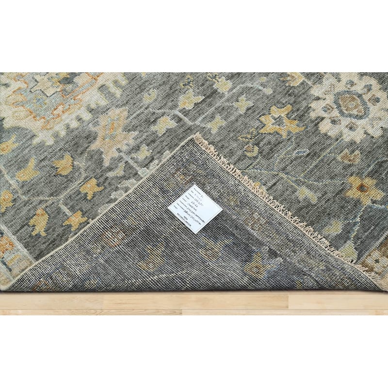 Oushak Wool Olive Green Traditional Hand Knotted Oriental Area Rug - 7' 11'' x 9' 9''