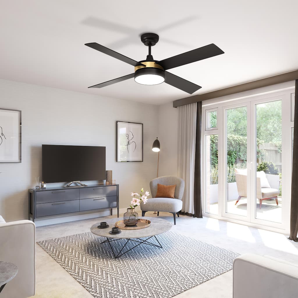 Moasis 52-inch 4-Blade Ceiling Fan with LED Light and Remote Control