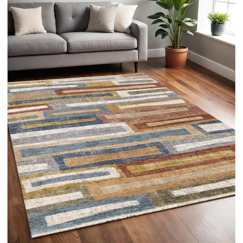 HomeRoots Geometric Modern Rectangle Area Rug - 5' X 8' - 5' X 8'
