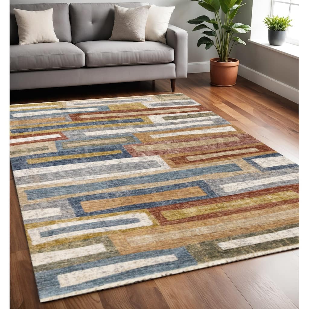 HomeRoots Geometric Modern Rectangle Area Rug - 5' X 8'
