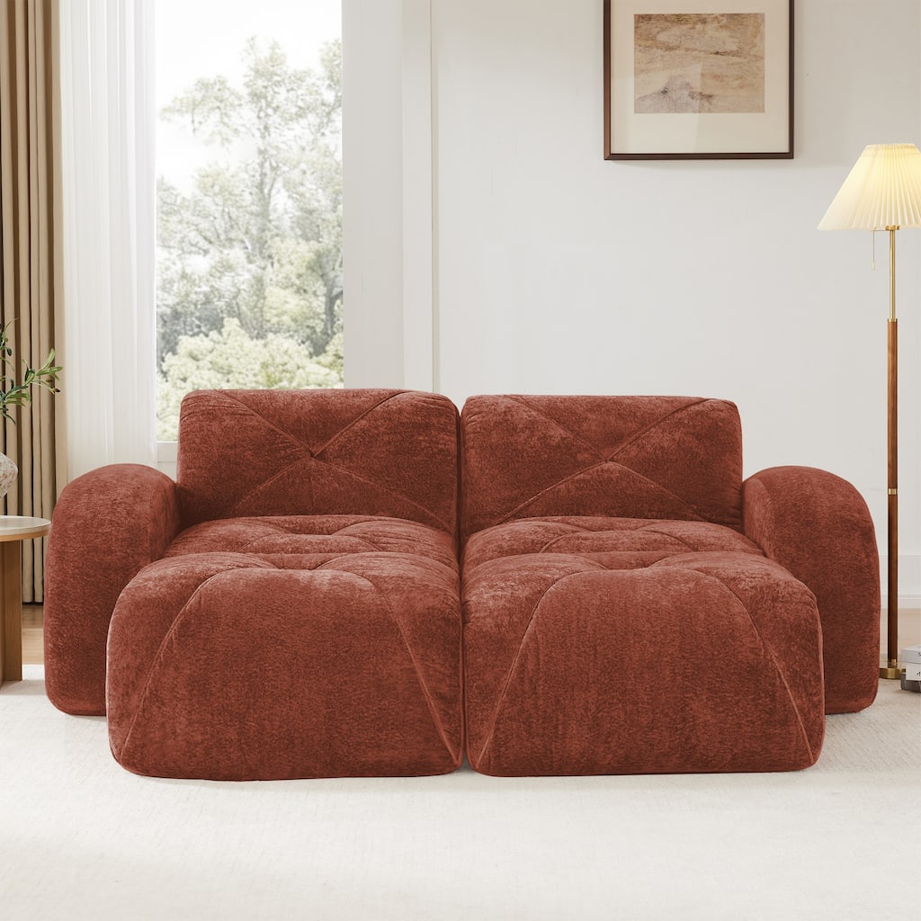 Modular Sectional Sofa Loveseat for Living Room, Stylish Accent Couch 2-Seater Sofa Couch Red Settee