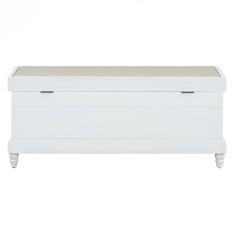 Classic Shoe Bench with Cushion and Three Drawers, Fluted Entryway Bench with Storage for Living Room, Entryway, and Hallways