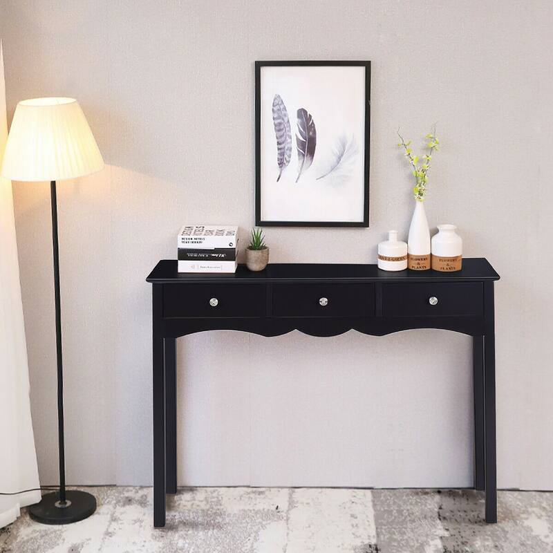 Modern Entryway Console Table Accent Desk Side Table with 3 Drawers
