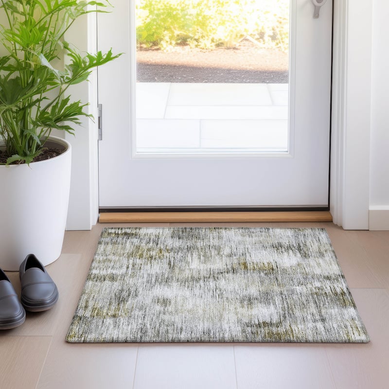 Machine Washable Indoor/ Outdoor Chantille Solid Abstract Rug
