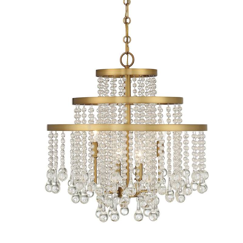 Savoy House 1-1866-4 Luna 4 Light 20" Wide Crystal Chandelier - Warm Brass